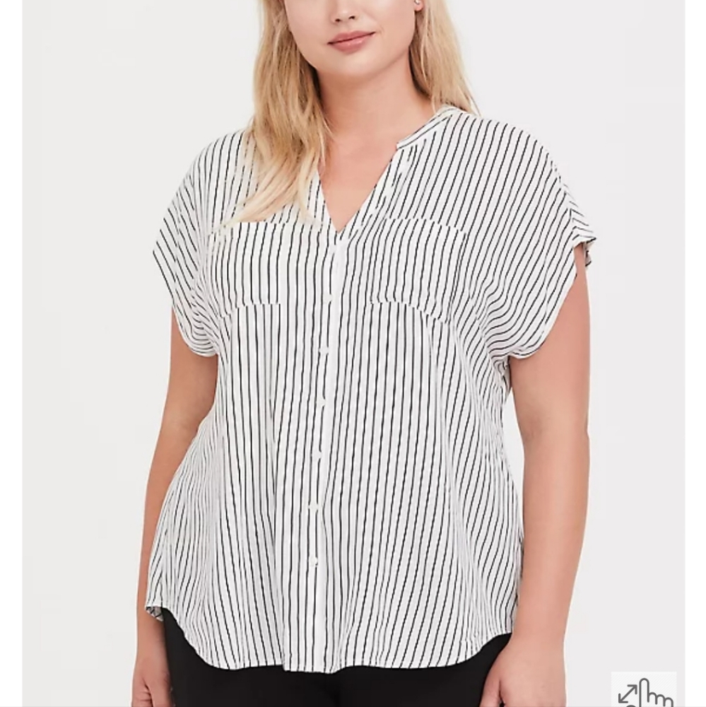 White and Black Pinstripe Dolman Blouse